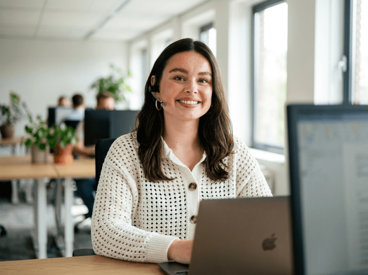 Absoluta - Klantenservice medewerker met headset op kantoor